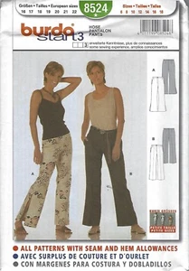 Burda 8524-Sewing Pattern - Pants - Misses Sizes 6-18-Uncut-Factory Folds - Picture 1 of 2