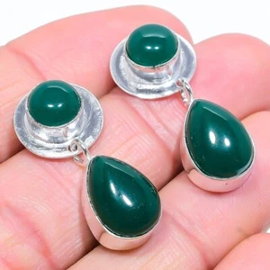 Piedra preciosa de ónix verde hecha a mano 925 joyería de plata esterlina Stu... - Imagen 1 de 1