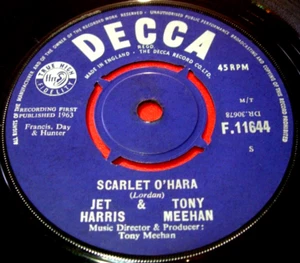 Jet Harris And  Tony Meehan Scarlet O'Hara 7" UK ORIG 1963 Decca F.11644 VINYL - Picture 1 of 4