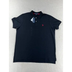 Nuevo con etiquetas U.S. Polo Assn. Camisa polo para hombre talla XL negra con cuello 1/4 botones - Imagen 1 de 9