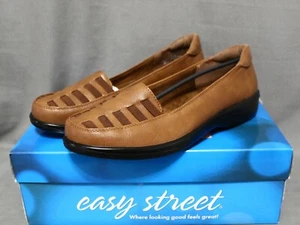 EASY STREET womens loafers size 7.5 wide brown leather upper flats GENESIS NEW - Picture 1 of 6