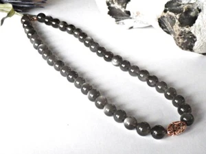 SCHMUCK-STCK Kette MONDSTEIN  GOLD Sogni d'oro Collier grau Rotgold Indien Kugel - Picture 1 of 4