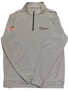Peter Millar Sweater Mens Large Gray White Golf Quarter Zip Barstool Sports  - Picture 1 of 8