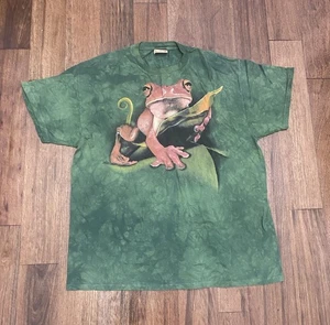 Vintage 1998 The Mountain Tree Frog Tie Dye Green Graphic T Shirt Mens Sz XXL - Picture 1 of 4