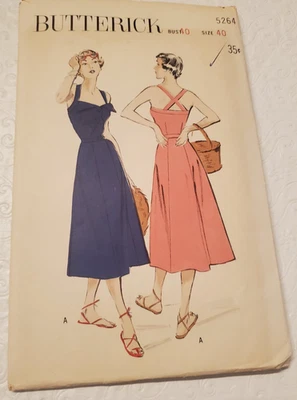 Vestido Solero Halter Butterick 5264 De Colección, Correas Entrecruzadas Patrón Sin Imprimir Talla 40 Foto 1 de 3