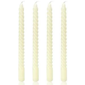 Ivory Spiral Taper Candles for Home Decoration, 4 Pack 10 Inch Candlesticks f... - Foto 1 di 7