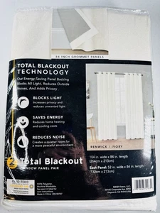 Keeco Total Verdunkelung Fenstervorhänge 2 Paneele Renwick Elfenbein 52” breit x 84” lang - Bild 1 von 8