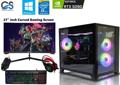 Gaming PC Bundle i9-14900KF RTX 5090 64GB DDR5 2TB SSD Win11 + 27" Curved RGB - Image 1 of 4