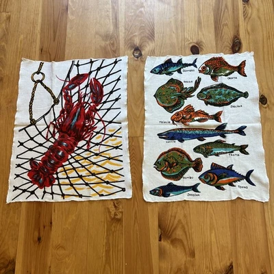 Vintage Italian Kitchen Towels Set Sea Life Fish Lobster Nautical Ocean Novelty - Image 1 of 4