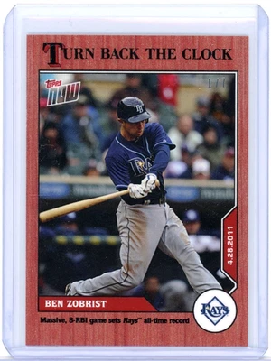 1/7 Topps Now Turn Back the Clock Ben Zobrist 04.28.2011 TB Rays - Image 1 of 2