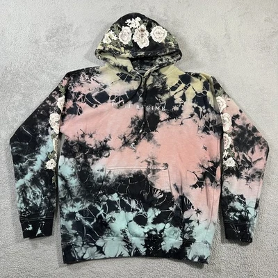 Civil Regime Hoodie Men Medium Pullover Sweater Floral Embroidered Roses Tie Dye - Image 1 of 4
