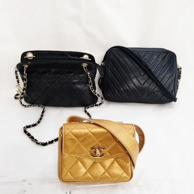 NO TARIFF Chanel  Shoulder Bag 3 set Black Lamb Skin 1566341 - Image 1 of 4