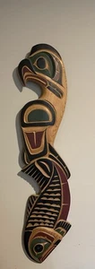 George Matilpi Eagle Fish Hand Carved Painted Signed Kwakuitl First Nation 22" - Picture 1 of 14