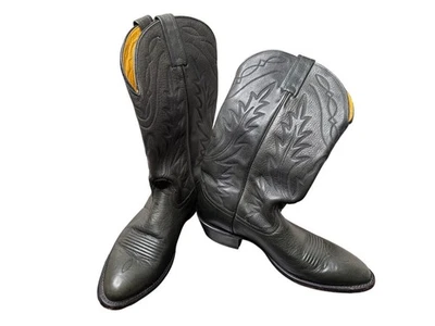 Vtg Nocona Leather Western Cowgirl Boots flame Stitching S 71/2 Rodeo chore USA - Image 1 of 4