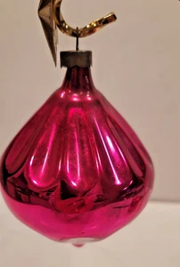 PreWWII HEIM Parachute Ribbed Spin Top Red Glass Large 4" Christmas Ornament - Picture 1 of 6