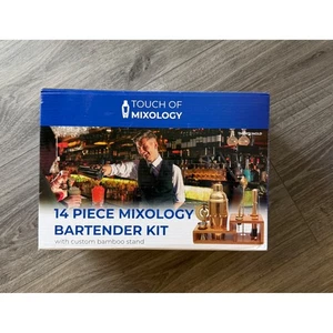 Touch Of Mixology Kit Bartender 14 Piezas Dorado con Soporte de Bambú Coctelera - Imagen 1 de 2