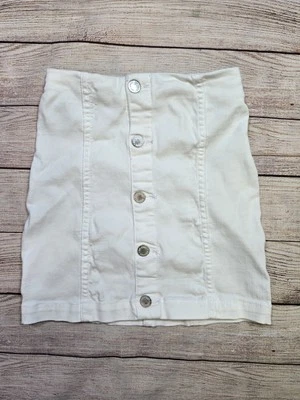 Saia Art Class feminina branca stretch denim botão falso tamanho pequeno 6-6x curta - Imagem 1 de 4
