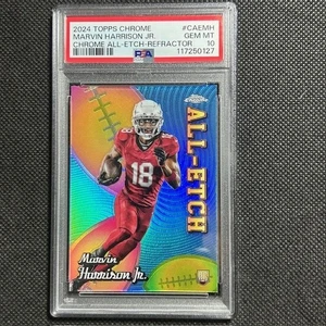 2024 Topps Chrome All-Etch Refractor Marvin Harrison Jr RC PSA 10 Gem Mint - Picture 1 of 2