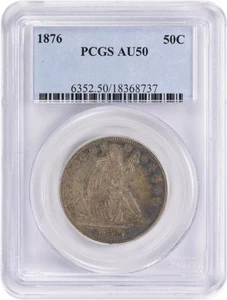 1876 Liberty Seated Silver Half Dollar AU50 PCGS - Picture 1 of 2