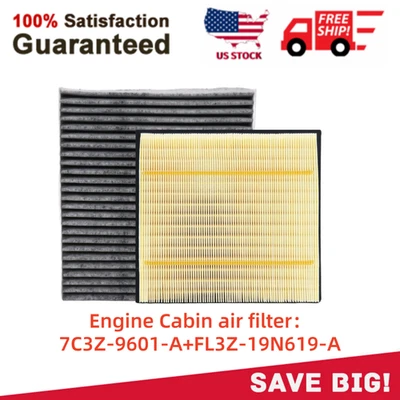 Juego combinado para camioneta Ford F150 2015-2023 filtro de aire del motor y filtro de aire de cabina Foto 1 de 4