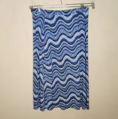 Jones Studio 2X Womens Midi Skirt Blue Print Stretchy Pull On Plus Size - Image 1 of 4