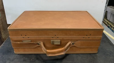 Vintage Hartmann Leather Luggage Tan Suitcase Paisley Lining - Image 1 of 4