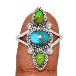 Anello in argento 925 rame turchese blu e turchese verde mohave s.9,5 CR64672 - Foto 1 di 1