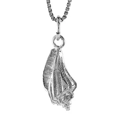 Argento Sterling Guscio Conchiglia Ciondolo/Ciondolo, Italiano Scatola Catena - Immagine 1 di 2