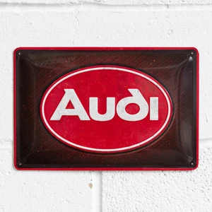 Retro Audi Logotipo 30 cm Metal Lata Pared Letrero Decoración Placa Garaje Mercancía - Imagen 1 de 3