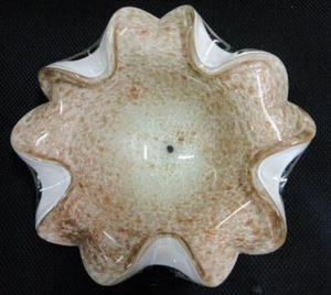 Mid Century MURANO Seguso ,Barbini COPPER Adventurine ROLLED EDGE Art Glass BOWL - Picture 1 of 4