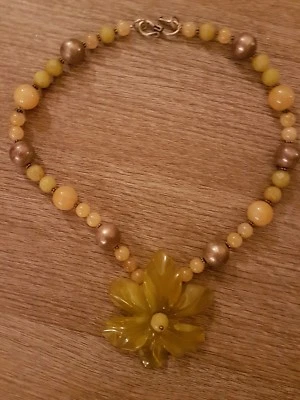 Collana fiore agata verde in argento 925  - Immagine 1 di 2