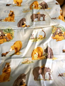 Cute Bears Cubs You're All My Favorites Blue Cotton Fabric Print 24" X 44" - Picture 1 of 1