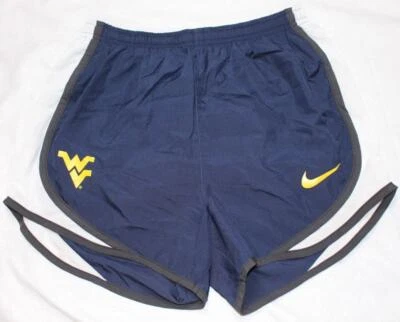 NIKE Womens 3" West Virgina WV Mountaineers Running Shorts Navy Blue/White Sz XS - Image 1 of 4