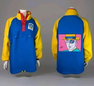 1980s Neo Max Peter Max Medium Color Block Painting Fleece Pullover Jacket - Picture 1 of 24