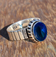 Oval Blue Tanzanite Gemstone 925 Sterling Silver Handmade Gift For Man's Ring