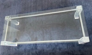 Vintage Mid Century Lucite Box Leg Chrome Frame Glass Top Coffee Table  - Picture 1 of 5