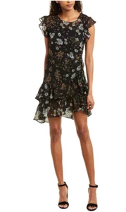 Max Studio - Sheath Dress Sheer Chiffon no underlay - Black Floral - Size Medium - Picture 1 of 3