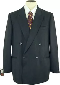 VINTAGE JAEGER MENS 44" LONG GREY/BLUE MIX DOUBLE BREASTED TWEED JACKET - Picture 1 of 9