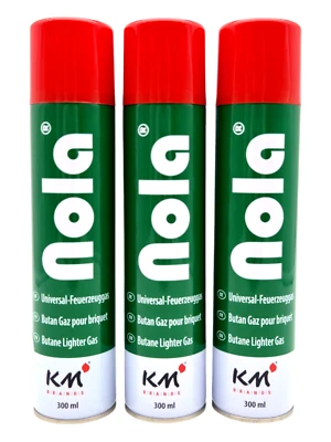 3 x 300ml Universal Feuerzeuggas Nachfüllgas Butan Feuerzeug Gas NOLA 703