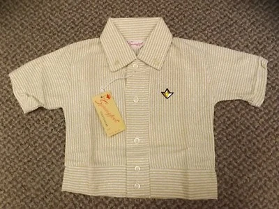 Rockabilly Vtg 1950s 100% Cotton Knit Brown Striped Banded Waist Shirt Boys Sz 4 - Image 1 of 4