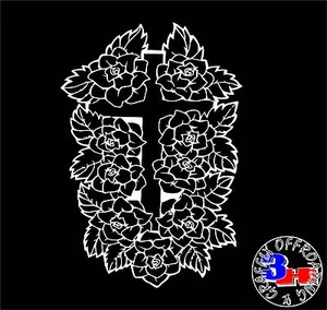 Cross Roses Flowers Car Window Vinyl Bumper Sticker Decal - Picture 1 of 1
