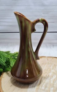 Mid-Century Handmade Art Vase Pitcher Ewer Earth Tones Drip Glaze 7.75" Vintage  - Picture 1 of 11