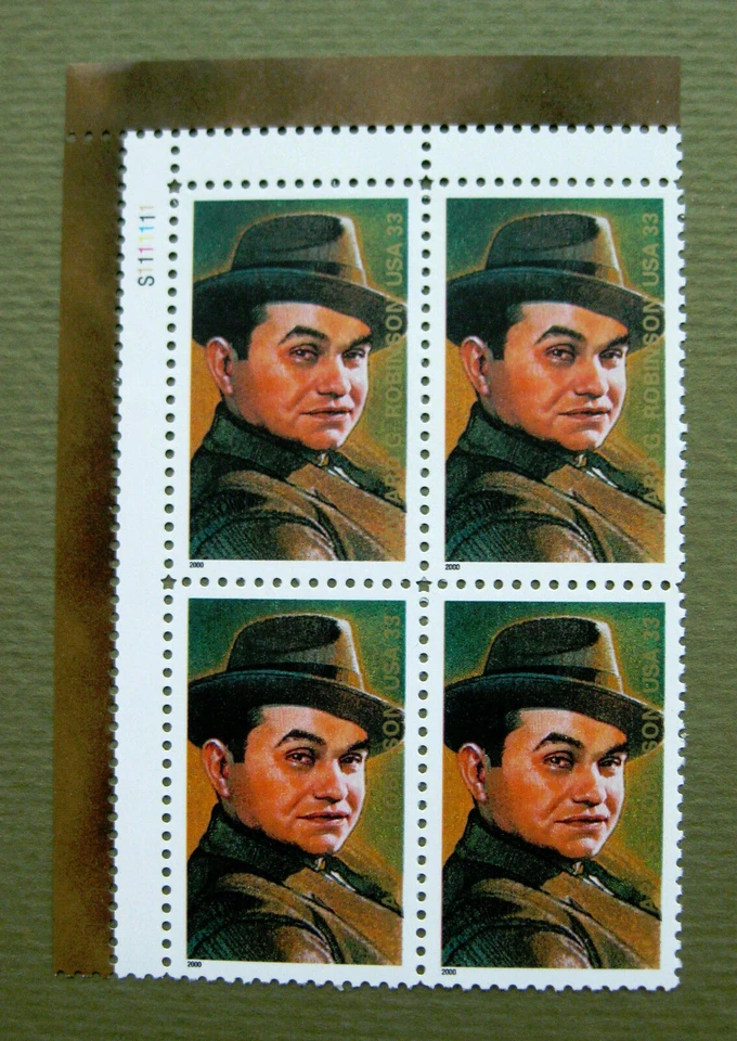 Sc # 3446 ~ Plate # Block ~ 33 cent  Edward G. Robinson Issue (bg19) - Image 1 of 1