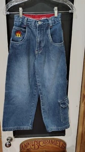Boys OTB blue denim skull designs wide jeans size 8 - Picture 1 of 7