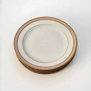 Four Antique Haviland Limoges France Pink, Gold, & Black Bread Plates Art Deco - Picture 1 of 11