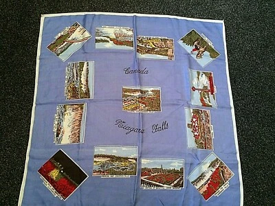 VINTAGE 50'S/60'S STUNNING POSTCARD CANADA NIAGARA FALLS ACETATE SCARVE/SCARF  - Image 1 of 4