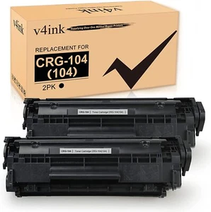 V4INK 2 Black 104 FX9 FX10 Toner Cartridge For Canon 104 ImageClass MF4350D D420 - Picture 1 of 6