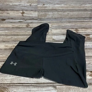 Under Armour Crop Leggings Vita Alta Increspato Pantaloni Sportivi Nero Taglia M - Foto 1 di 9