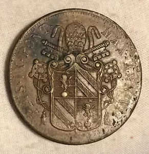 HN Bologna Pio IX 1853 A.VII baiocchi 5 Cu qSPL Raro GIG#183 q596 - Imagen 1 de 2