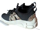 Bebe Sport Womens Leylan black Mesh python snake Sneakers Shoes 6.5 Medium pre❤️